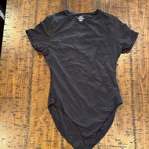 SKIMS Black Short Sleeve Bodysuit